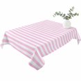 thumbnail image 2 of Pink White Stripe Table Cloth Waterproof Tablecloths, Modern Minimalist Geometric Striped Tablecloth Dining Table Cover for Kitchen Party Tabletop Outdoor, Rectangle Tablecloth 60x102 Inch, 2 of 9