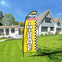 QSUM Auto Insurance Feather Flag Kit,7FT Insurance Company Advertising Banner, Car Insurance Businesses Signs