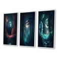 thumbnail image 3 of Designart "Graceful Midnight Forest Full Moon Magic III" Forest Framed Wall Art Set Of 3 - Blue Traditional Frame Canvas Set For Living Room Decor, 3 of 6