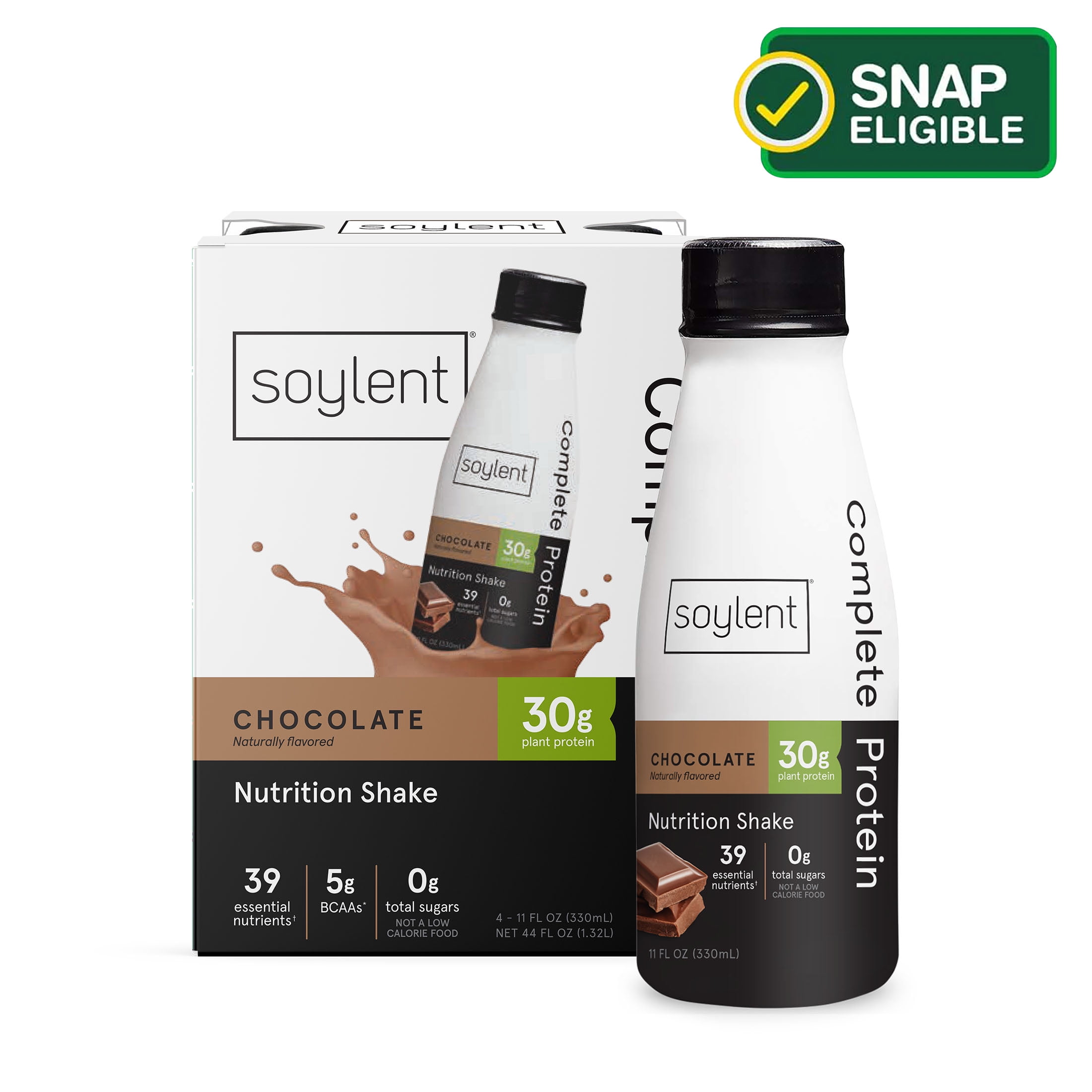 Soylent Complete Protein Naturally Flavored Nutrition Shake, Chocolate, 11 oz, 4 ct