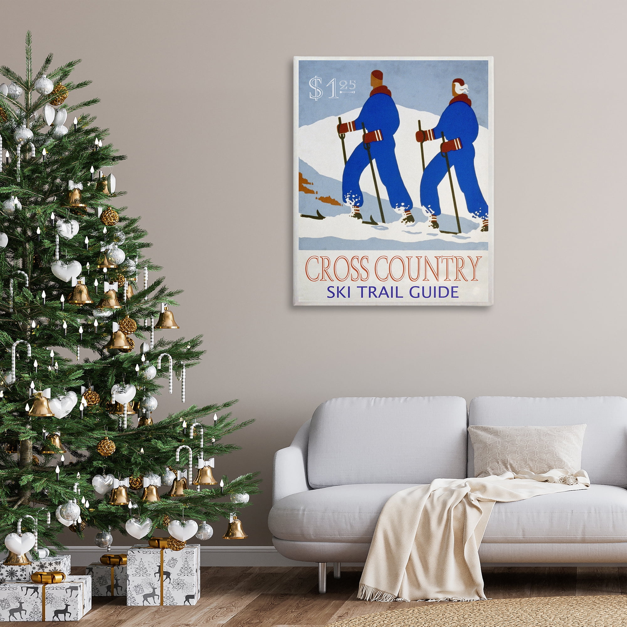 Stupell Industries Vintage Cross Country Ski Sports Painting Gallery Wrapped Canvas Art Prints Wall Art, 36 x 48