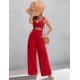 thumbnail image 5 of Monos AGERWAY, elegantes, de verano, con cuello en V, rojo torcido para mujer, 5 of 7