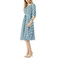 thumbnail image 4 of INSPIRE CHIC Women's Summer Polka Dots Print Ruched Sleeve Button Drawstring Waist Midi Dress, 4 of 5