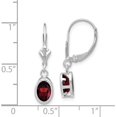 thumbnail image 4 of 14k White Gold 7x5mm Oval Garnet Leverback Earrings - 26mm, 4 of 6