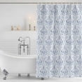 thumbnail image 4 of Blue Boho Waterproof Fabric Shower Curtain,Middle Century Traditional Floral Pattern Waterproof Fabric Shower Curtain for Bathroom Curtains Bathtubs Hotel Shower Curtains with 12 Hooks Standard 72x72, 4 of 8