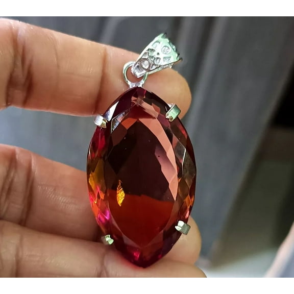 115 Ct  Color Change Alexandrite 7 Color Marquise Cut Pendant German Silver Loose Gemstone