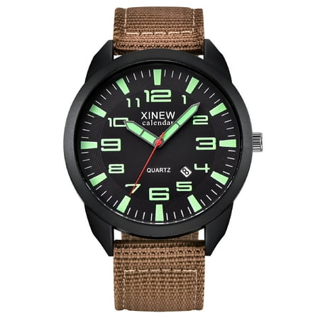 DESIGNICE Men Fashion Military Stainless Steel Date Sport Quartz Analog Wrist Watch