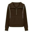 thumbnail image 4 of Quinlirra Women's Fashion Hoodies & Sweatshirts Cropped Women's Half Zipper Sweatshirt Thumb Hoodie Hat Hoodie 2025 Winter Hoodie, 4 of 5