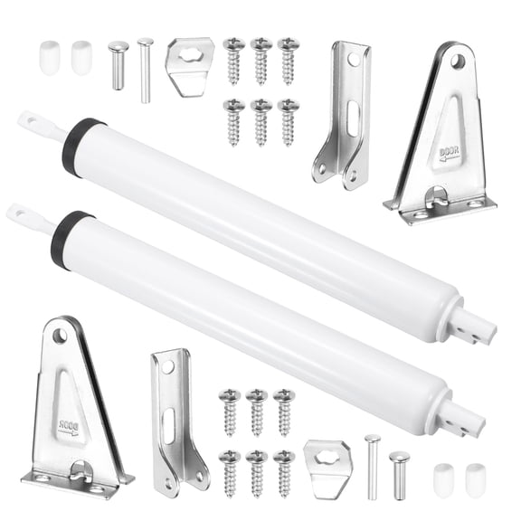 Uxcell 2Pcs Pneumatic Storm Door Closer, Metal Automatic Heavy Duty Fire Door Shock, Adjustable Window Closer Safety Closure with Hold Open Feature for Screen, Security Doors, White