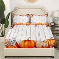 thumbnail image 2 of YST Ensemble de Literie Récolte de Citrouilles d'Automne, Draps de Lit Jour de l'Action de Grâce Simple Feuilles d'Érable Automne Drap-Housse pour Enfants Adolescents Adultes, Draps Porte de Grange Campagnarde Décor Rustique de Ferme, 2 of 5