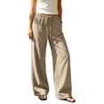 thumbnail image 2 of Bixock Women Pajamas Pants Loungewear Pants Solid Color Long Pajama Pants Straight Leg Elastic Drawstring Waist Side Pockets Soft Homewear Indoor Sleepwear Trousers Women Clothings, 2 of 5