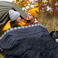 thumbnail image 6 of Double Adult Sleeping Bag, 2-Person Rectangular Camping Bag, Grey Flannel Lined, Water-Resistant, All-Season, 49 ° F–59 ° F, with Compression Sack, 6 of 7