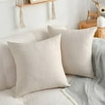 thumbnail image 2 of DWCN Linen Suqare Decorative Throw Pillow Covers for Home Sofa Decoration, 18 x 18 Inches, Natural Beige, 2 Pack, 2 of 6