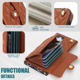thumbnail image 6 of Dteck Crossbody Strap Case for Samsung Galaxy S24 Ultra,Magnetic Leather Card Slots Women Case Shockproof Kickstand Back Cover with Shoulder Strap for Galaxy S24 Ultra,Brown, 6 of 9