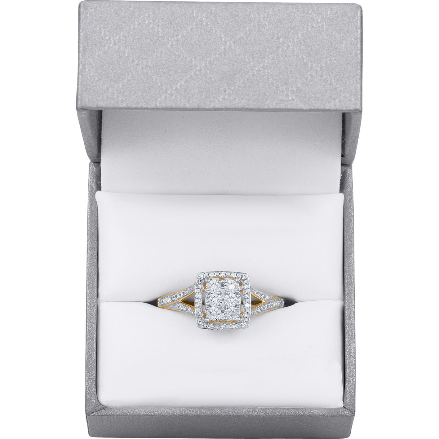 Brilliance Fine Jewelry 1/10 Carat T.W. Diamond Ring in Sterling Silver with 14kt Gold Plating