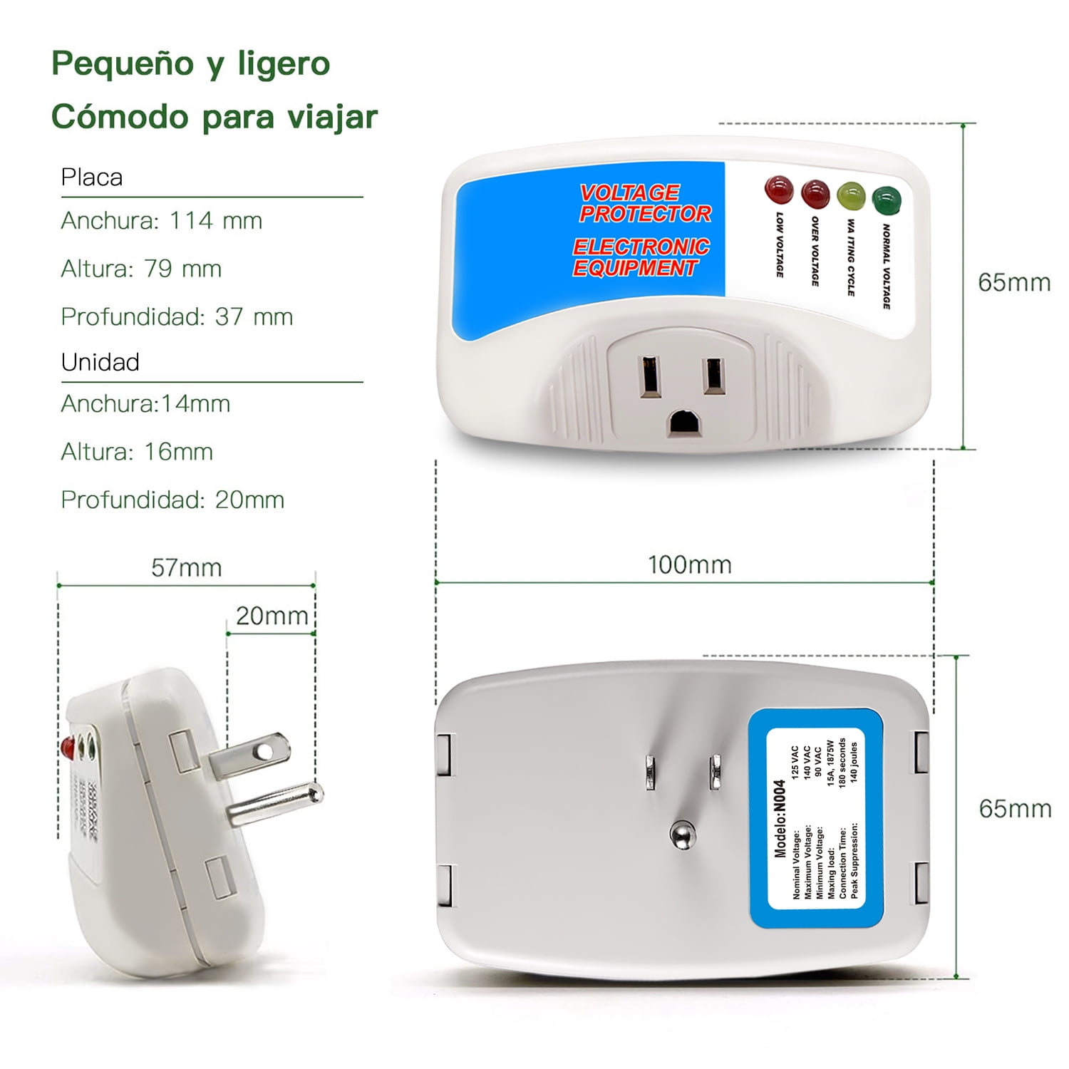Single Outlet Surge Protector,Power Voltage Protector for Refrigerator Home Appliance, 1875W, 120V 125V, 15A