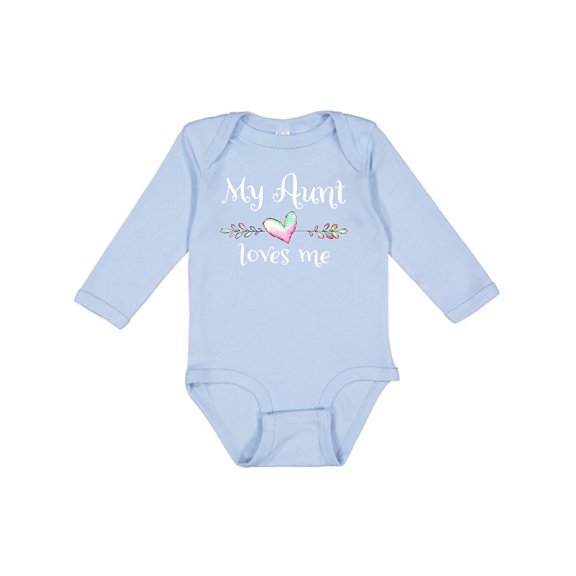 Inktastic My Aunt Loves Me- Heart Boys or Girls Long Sleeve Baby Bodysuit