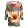 thumbnail image 5 of Wanfds Yellow Ladies Fashion Tops And Blouses Round Neck Three-Quarter Sleeve Top XXL, 5 of 5
