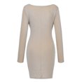 thumbnail image 5 of ZHOGXU Women's Dress Long Sleeve V Neck Solid Color Sequins Fashion Comfortable Mini Dresses For Casual Daily Wear,Beige,L, 5 of 8