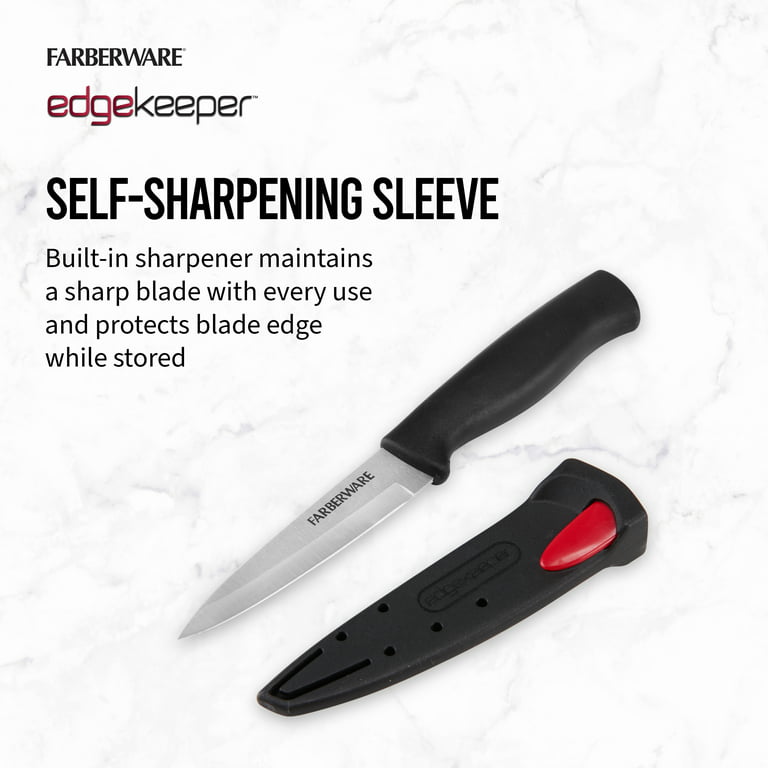 Farberware 3.5 In. Black Paring Knife with Edgekeeper Sheath