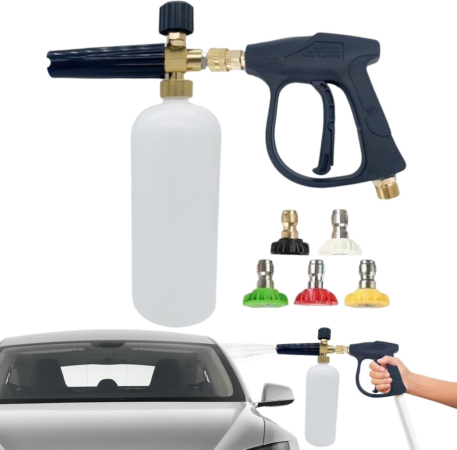 Car Wash Gun Kit with Foam Sprayer and 5 Nozzles for Vehicle Cleaning