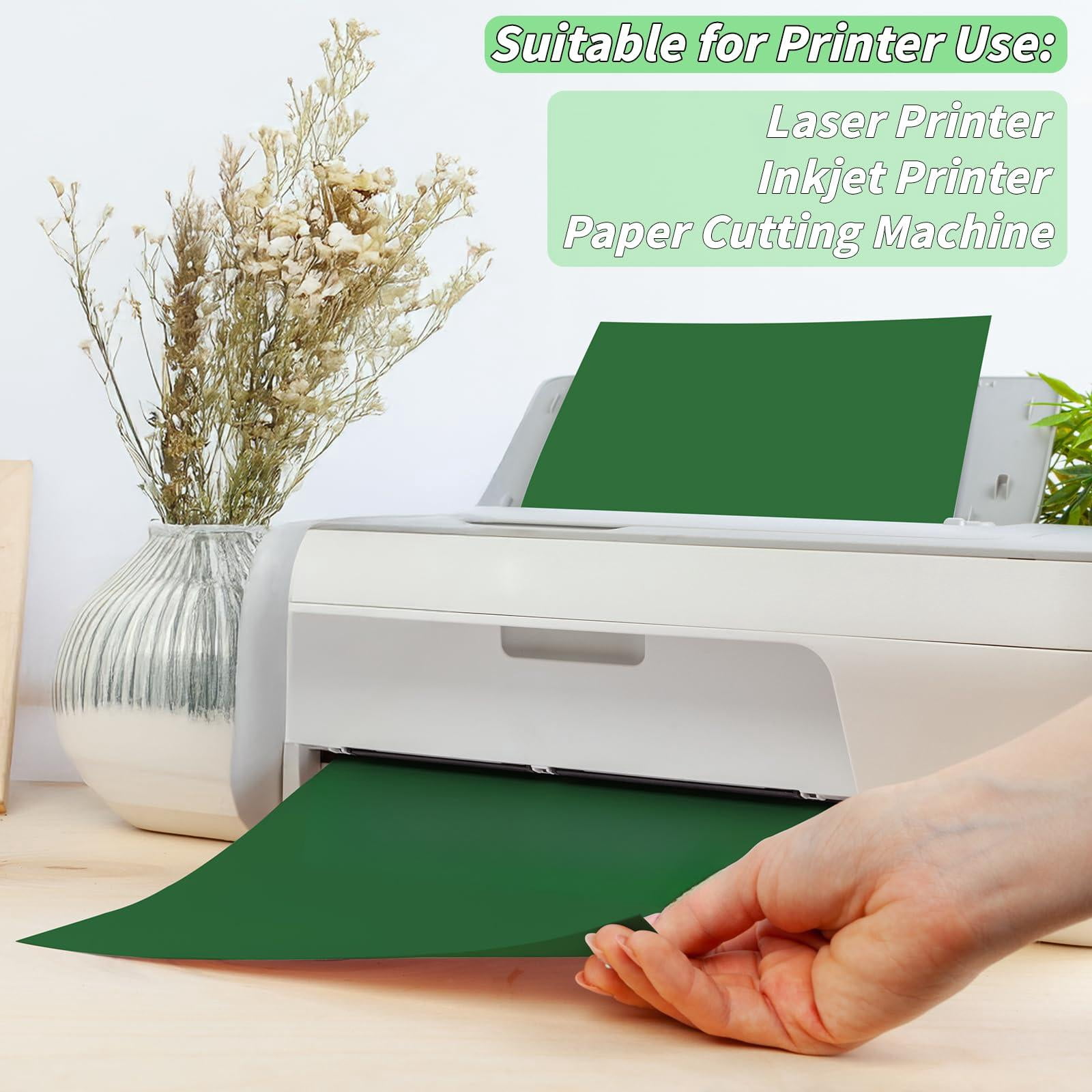 Dark Green Cardstock Paper 8.5'' X 11''  100 Sheets 180gsm/65 Lb Printer Cover Card Stock Construction For Making Printing Craft Drawing Scrapbooking School Supplies