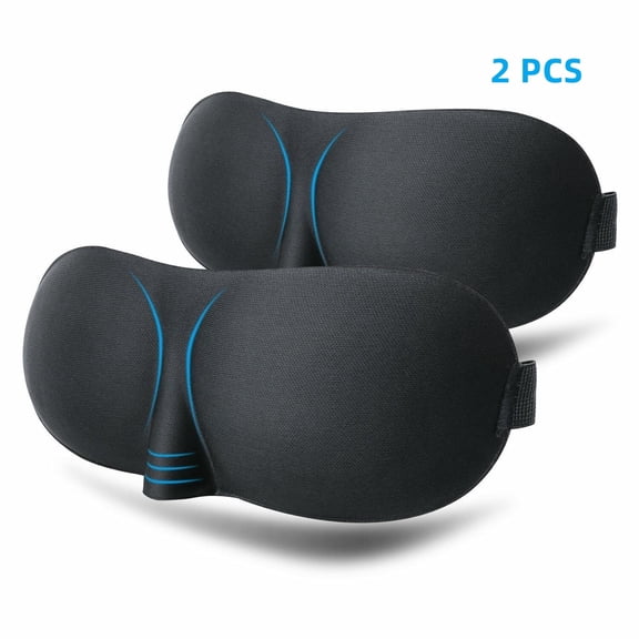2pcs 3D Sleeping Eye Mask,100% Blackout Eye Mask for Sleeping,Blindfold Contoured Travel Sleep Eye Mask,Night Blindfold with Adjustable Strap,Soft Comfortable Eye Shade Cover