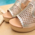 thumbnail image 4 of Xucatan Women's Crochet Wedge Slide Sandals, Round Toe Open Toe Platform Slippers with Padded Footbed, Boho Knit Upper Chunky Heel Casual Summer Shoes, Versatile Solid Color Gift, 4 of 9