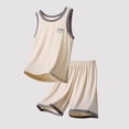 thumbnail image 4 of NAISIBABY Boys Girls Outfit Sets, Cotton Soft Tank Tops and Shorts 2-Piece Kids Casual Homewear Clothes Beige Size 10, 4 of 8