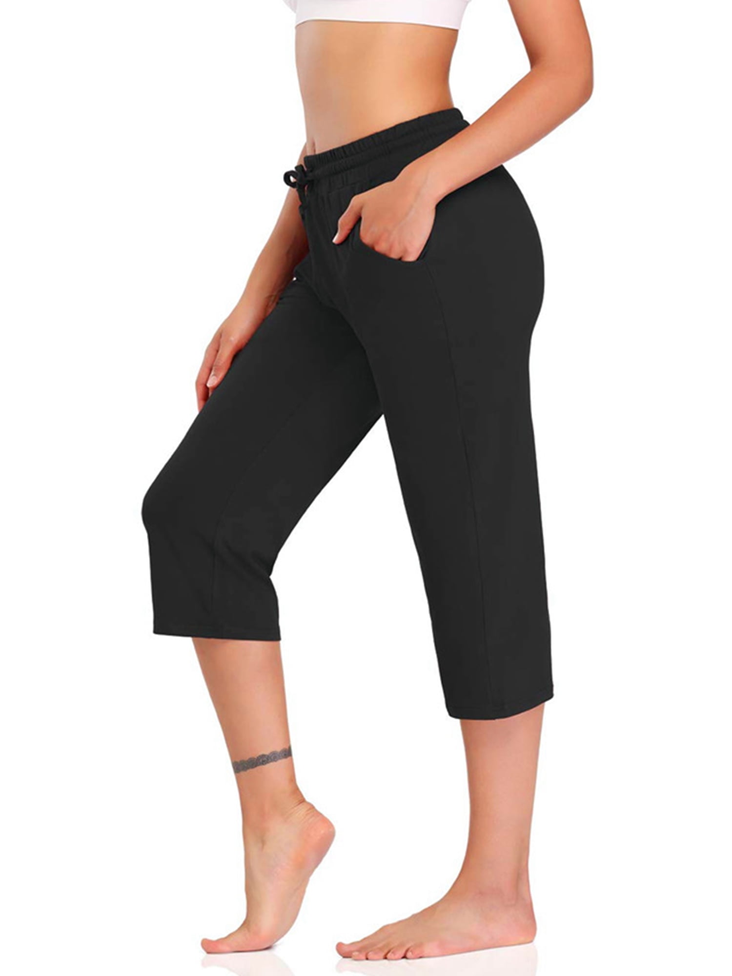 Details about   Womens 3/4 Capri Yoga Pants Pocket Gym Leggings Fitness Sports Cropped Trousers 