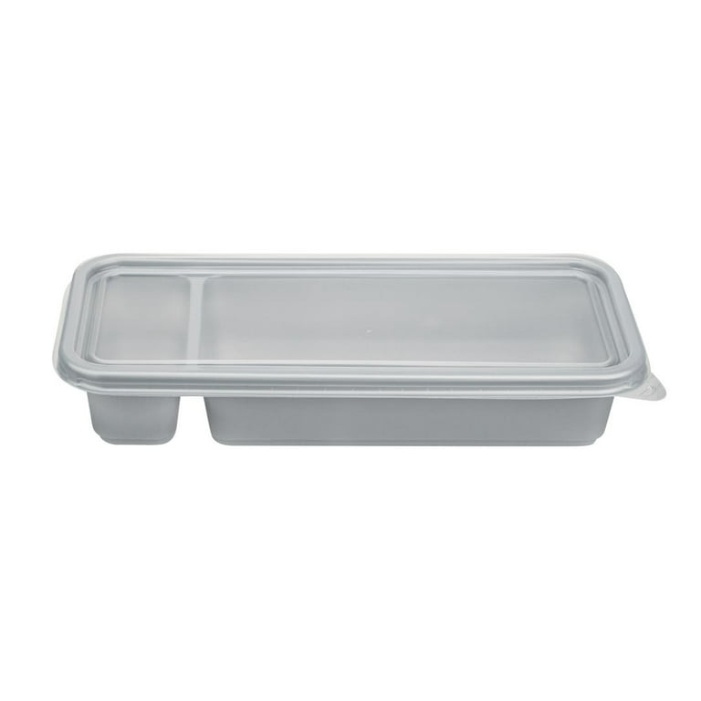Futura 20 oz Silver Plastic 3-Compartment Catering Container - with Clear  Lid, Microwavable - 8 3/4 x 3 3/4 x 1 3/4 - 100 count box