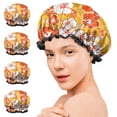 thumbnail image 7 of Shower Caps,Pioneer Flower Floral Print Pattern Waterproof Shower Cap for Women 4 Pieces,Double Reusable Hair Cover for Shower PEVA Elastic Stretch Hem, 7 of 7