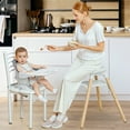 thumbnail image 6 of Babyomi Convertible High Chair for 2 Babies, 11-in-1 Wooden Booster with Double Easy-Clean Trays & PU Cushion,White Gray, 6 of 9