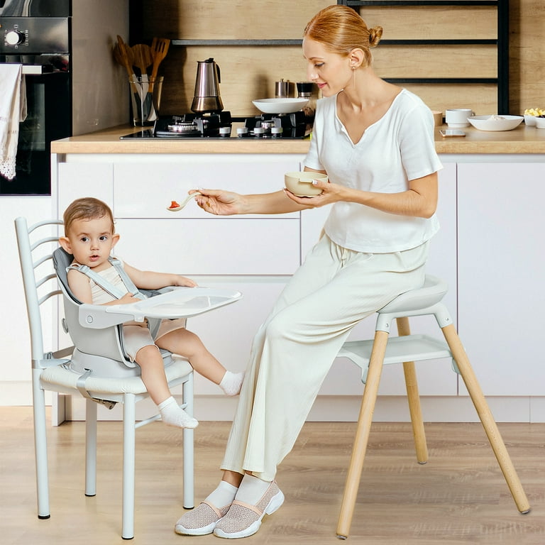 BabyBond Wooden High Chair, 11 in 1 Convertible Toddler Booster