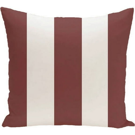 E by Design Simply Daisy 16” x 16” Outdoor Pillow Polyester Awning Stripe Print, Faux Down