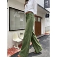 thumbnail image 6 of Women's High Waisted Wide Leg Jeans Green Denim Baggy Casual Pants, 6 of 7