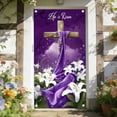 thumbnail image 4 of Chanana Happy Easter Decorations - He Is Risen Religious Door Cover - Large Fabric Easter Cross Background for Jesus Spring Party Decor - 70.87 x 35.43 Inch, 4 of 6