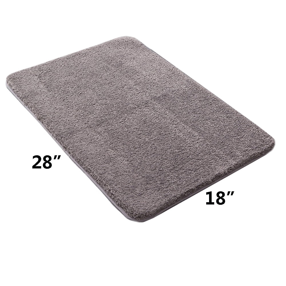 Bathroom Rugs Absorbent Non-Slip Backing 18" x 28" Soft Fluffy Gray Microfiber Bath Mats Machine Washable