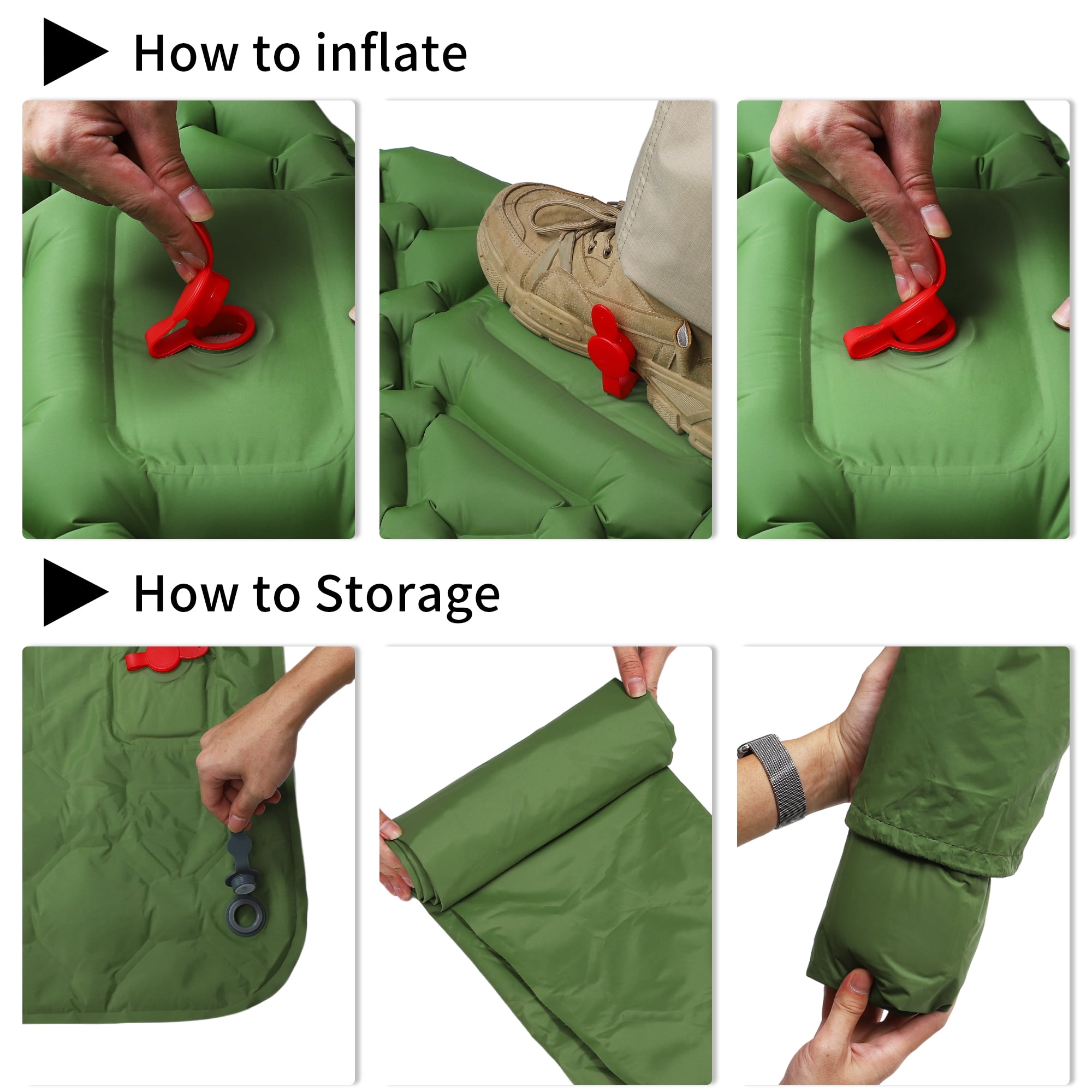 Unique Bargains Camping Sleeping Pads Non Spliceable Camping Mat With Pillow Foot Green