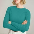 thumbnail image 4 of Blue Womens Sweatshirt Women'S Autumn and Winter Round Neck Stripe Bottoming Shirt Fashion Versatile Sweater Solid Soft Sweater Fall Clothes for Women, 4 of 5