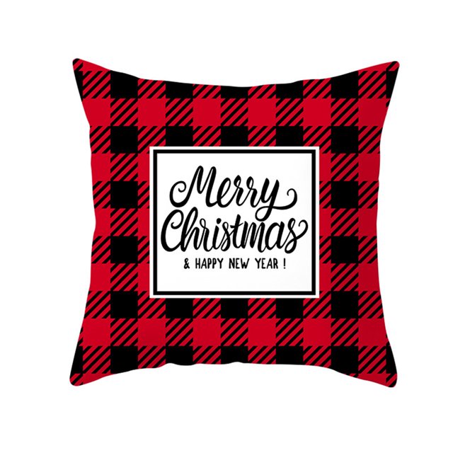Funda de cojín navideña de felpa roja a cuadros, diseño moderno de 45x45 cm, ideal para decorar tu hogar, oficina o auto. ¡Perfecta como regalo de Navidad!