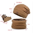 thumbnail image 3 of Unisex Womens&Mens Adult Winter Warm Hat Gloves Neck Three Piece Set Winter Outdoor Cold Proof Plush Knitted Hat, 3 of 9