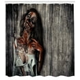 thumbnail image 3 of Ambesonne Zombie Shower Curtain, Angry Dead Woman, 69"Wx84"L, Dark Taupe Peach Red, 3 of 3