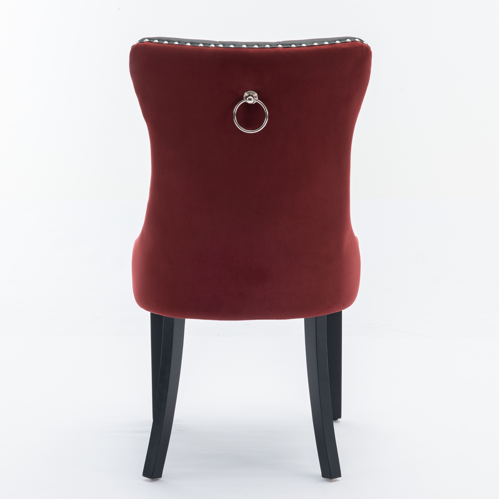 Dining Chairs Set of 2, Upholstered High-End Tufted Dining Room Chair with Back Ring and Nailhead Trim, Modern Velvet Kitchen Chairs with Solid Wood Legs for Kitchen, Home,Black+Wine