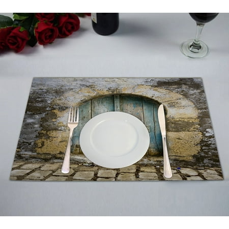 

ABPHQTO Old Arched Door In North Africa Placemat 12x18 Inch Set of 2 Table Placemats