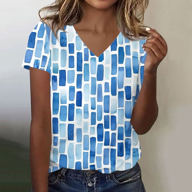 Haivin Womens Spring Tops 2026 Summer Dressy Casual Blouses Short Sleeve Cute V Neck Shirts Fashion Vacation Clothes