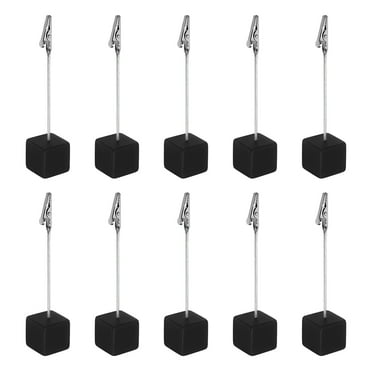 Uxcell Place Card Holder Resin Cube Base Alligator Clip Table Number Photo Holder for Party, Wedding Black 10 Pack