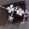thumbnail image 4 of Vintage Bridal Beads Butterfly Pearl Plum Blossom Branch Tassel Hairpin Hair Fork Hanfu Hair Accessories Flower Hair Sticks SILVER, 4 of 5