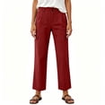 thumbnail image 6 of Hilenly Cargo Hiking Pants Women High Waisted Travel Work Pants Ankle Length Straight Leg Chino Pants with Pockets, 6 of 9