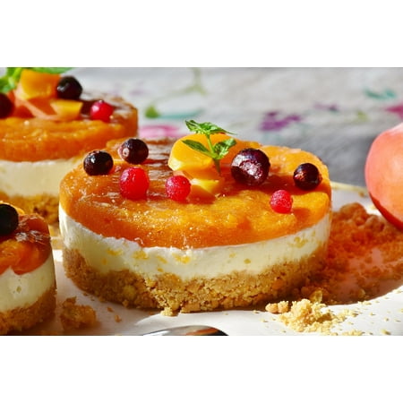 LAMINATED POSTER Apricots Quark Quark Tart Fruits Berries Cake Poster Print 24 x